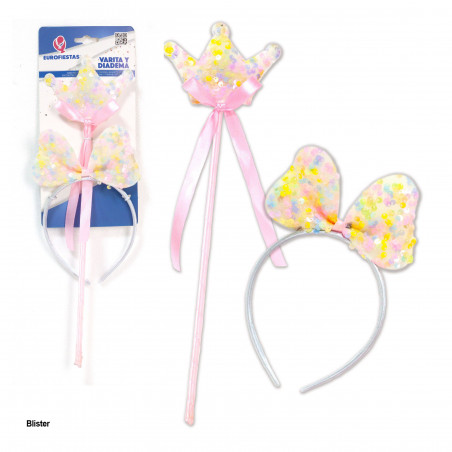 Set varita y diadema puntos de color