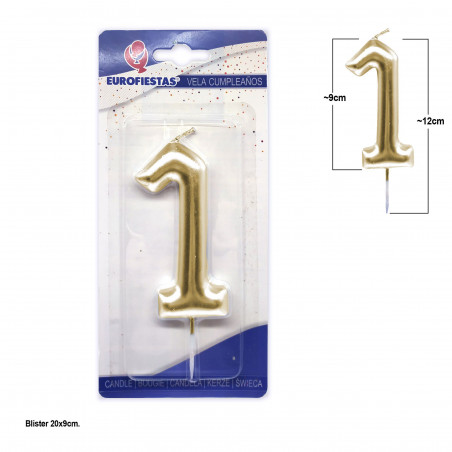 Vela gigante numero 1 9cm oro