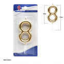 Vela gigante numero 8 9cm oro