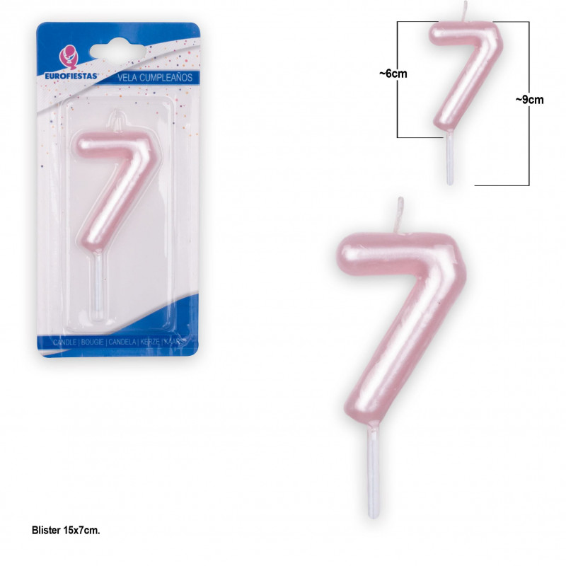 Vela rosa numero 7