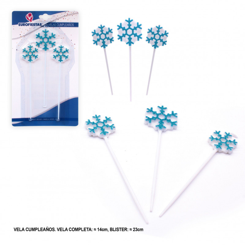 3 velas copos de nieve