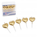 5 velas corazon oro