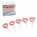 Velas corazon 5 oro rosa