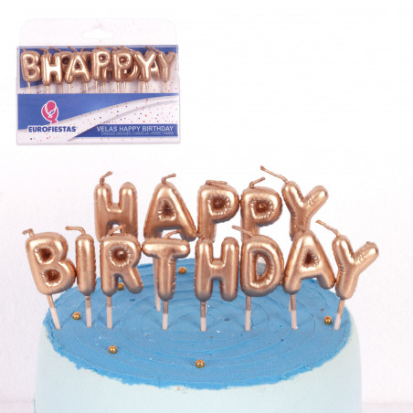 Set velas happy birthday oro
