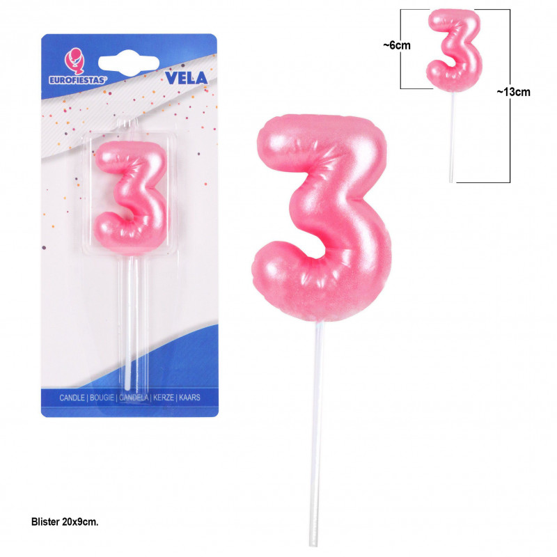 Vela chubby rosa nº 3