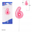 Vela chubby rosa nº 6