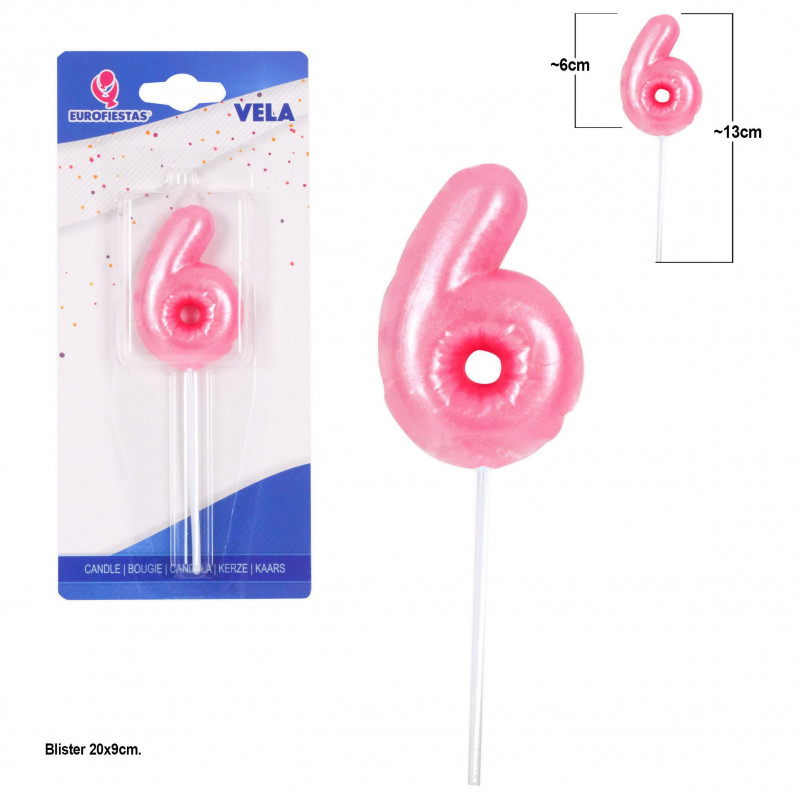 Vela chubby rosa nº 6