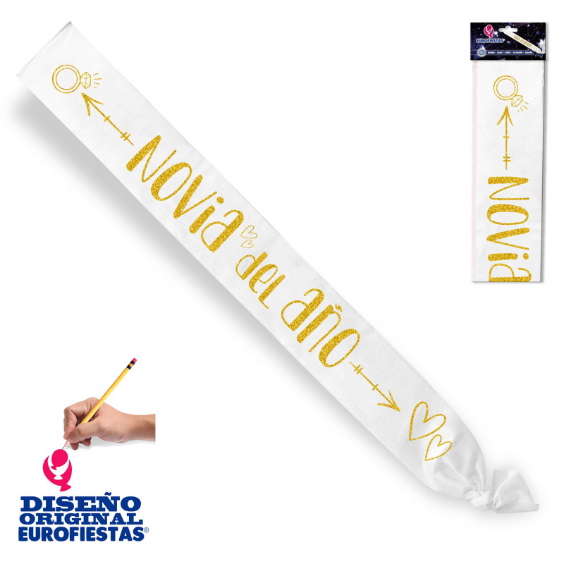Banda blanca novia del año oro corazones