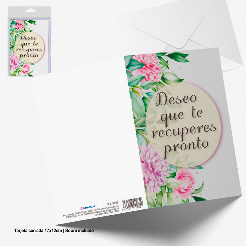 Tarjeta felicitacion recuperate pronto circulo flores