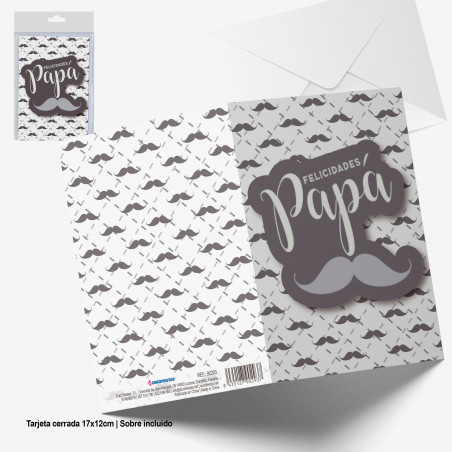 Tarjeta felicitacion felicidades papa bigotes