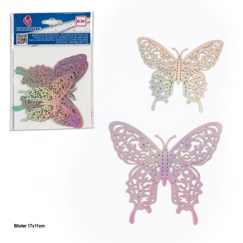 Mariposas metalizadas plata 6pcs