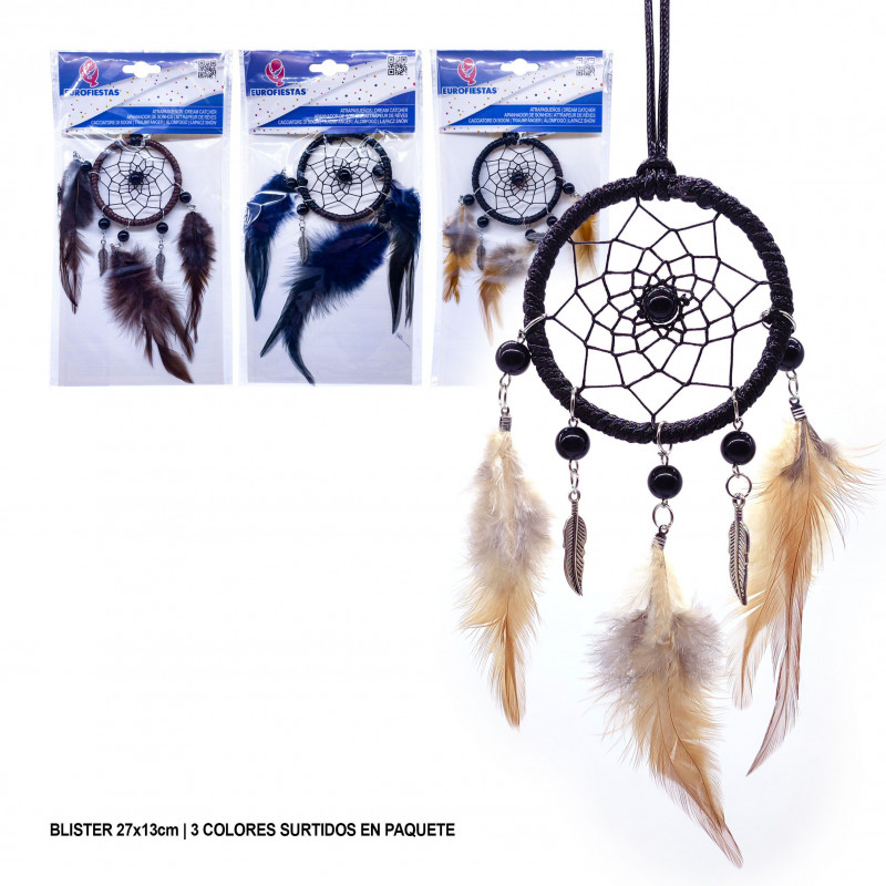 Atrapasueños redondo aro azul 25cm 3cs