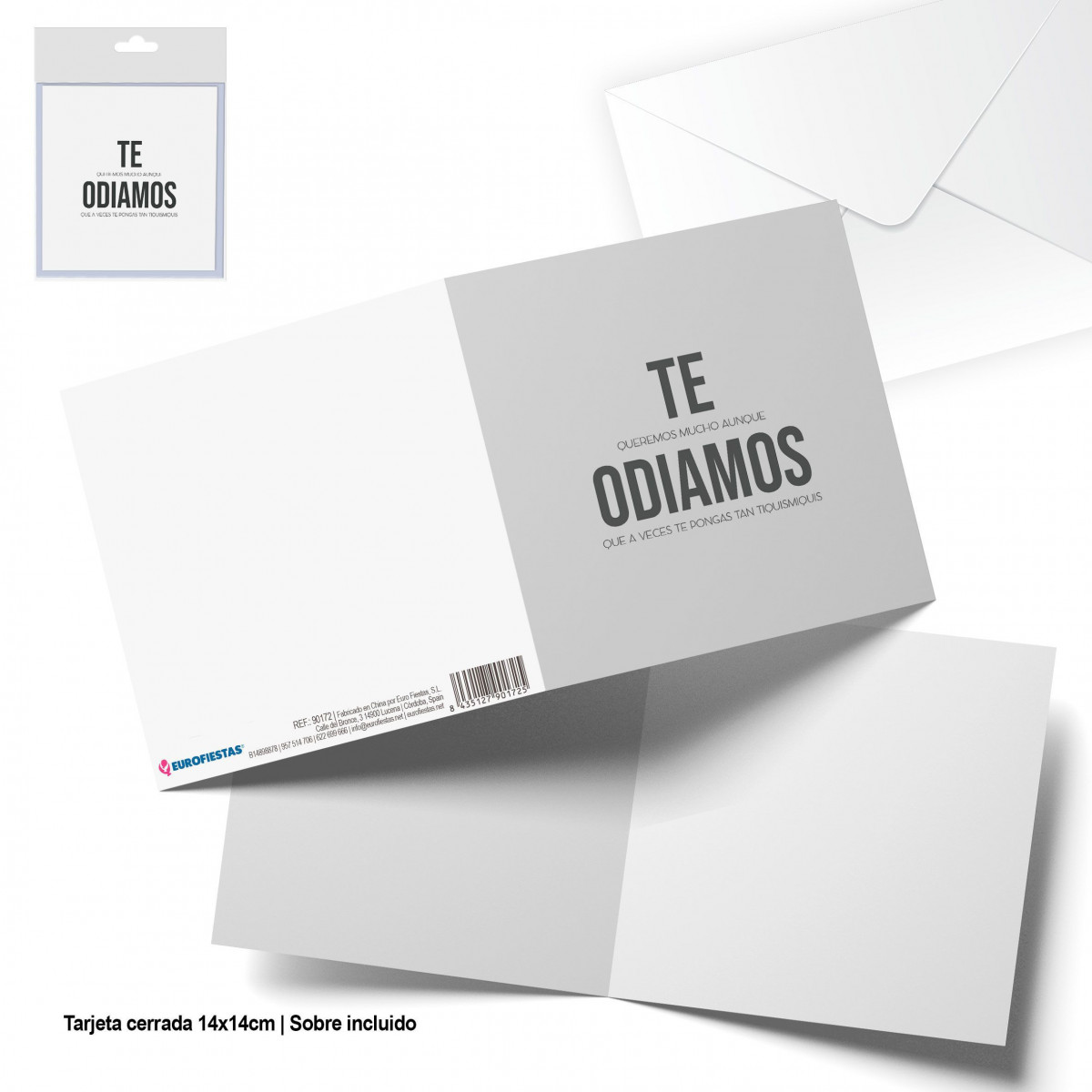Tarjeta felicitacion cuadrada te odiamos