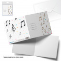 Tarjeta felicitacioin cuadrada notas musicales feliz cumpleaños