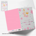 Tarjeta felicitacion rosa metalizado caliz comunion
