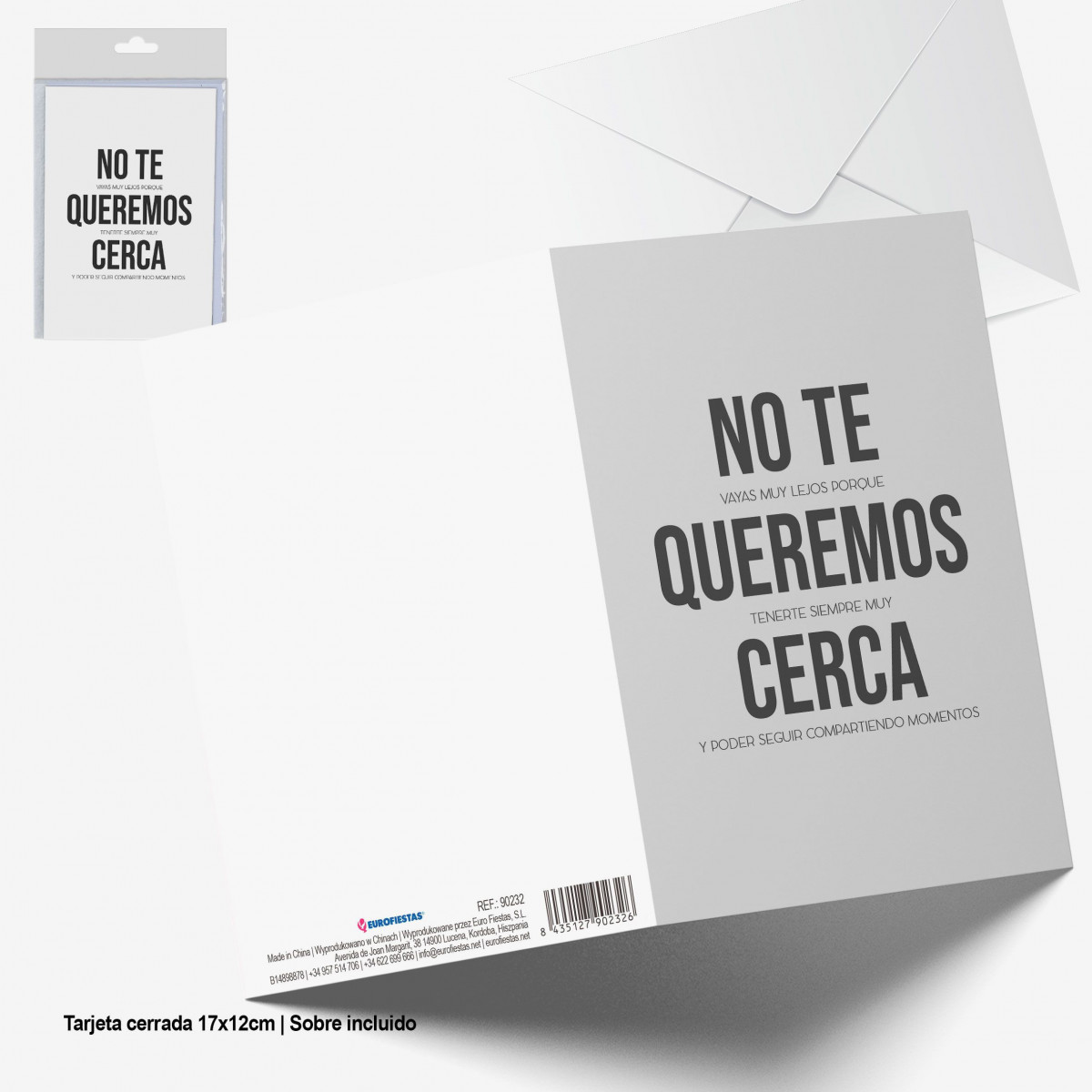 Tarjeta felicitacion no te queremos cerca