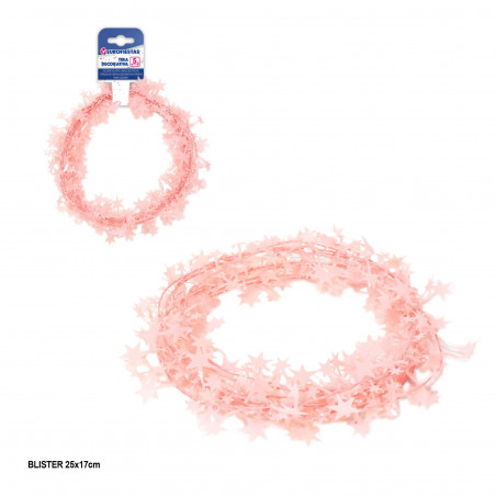 Tira decorativa rigida estrellas 5m rosa