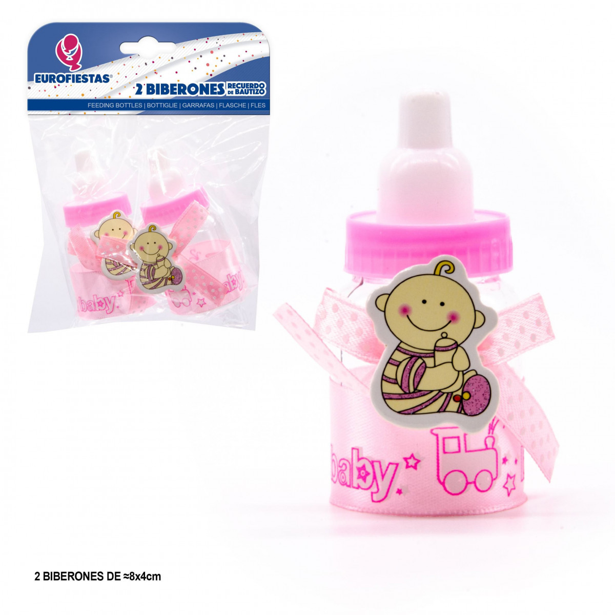 Biberon bebe sentado rosa