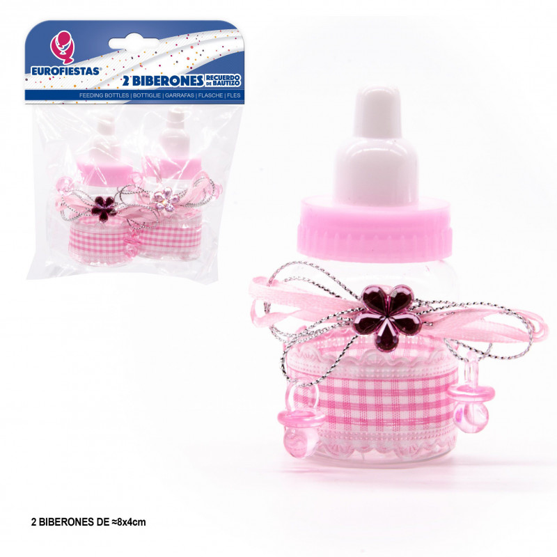 Biberon broche flor rosa