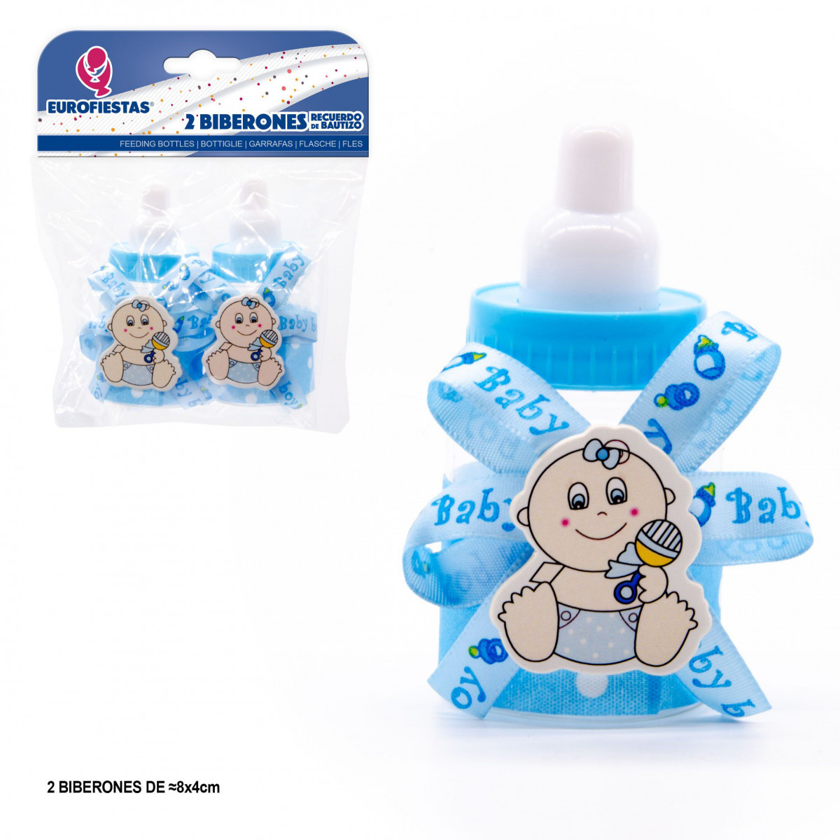 Biberon bebe frontal azul
