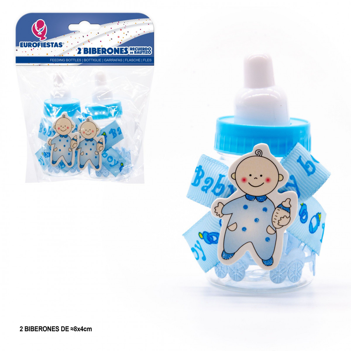 Biberon bebe de pie azul