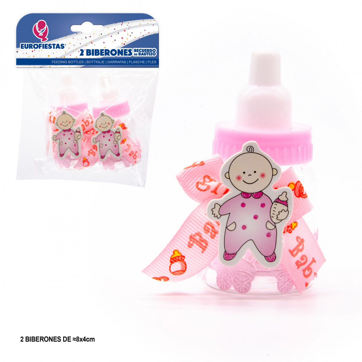 Biberon bebe de pie rosa