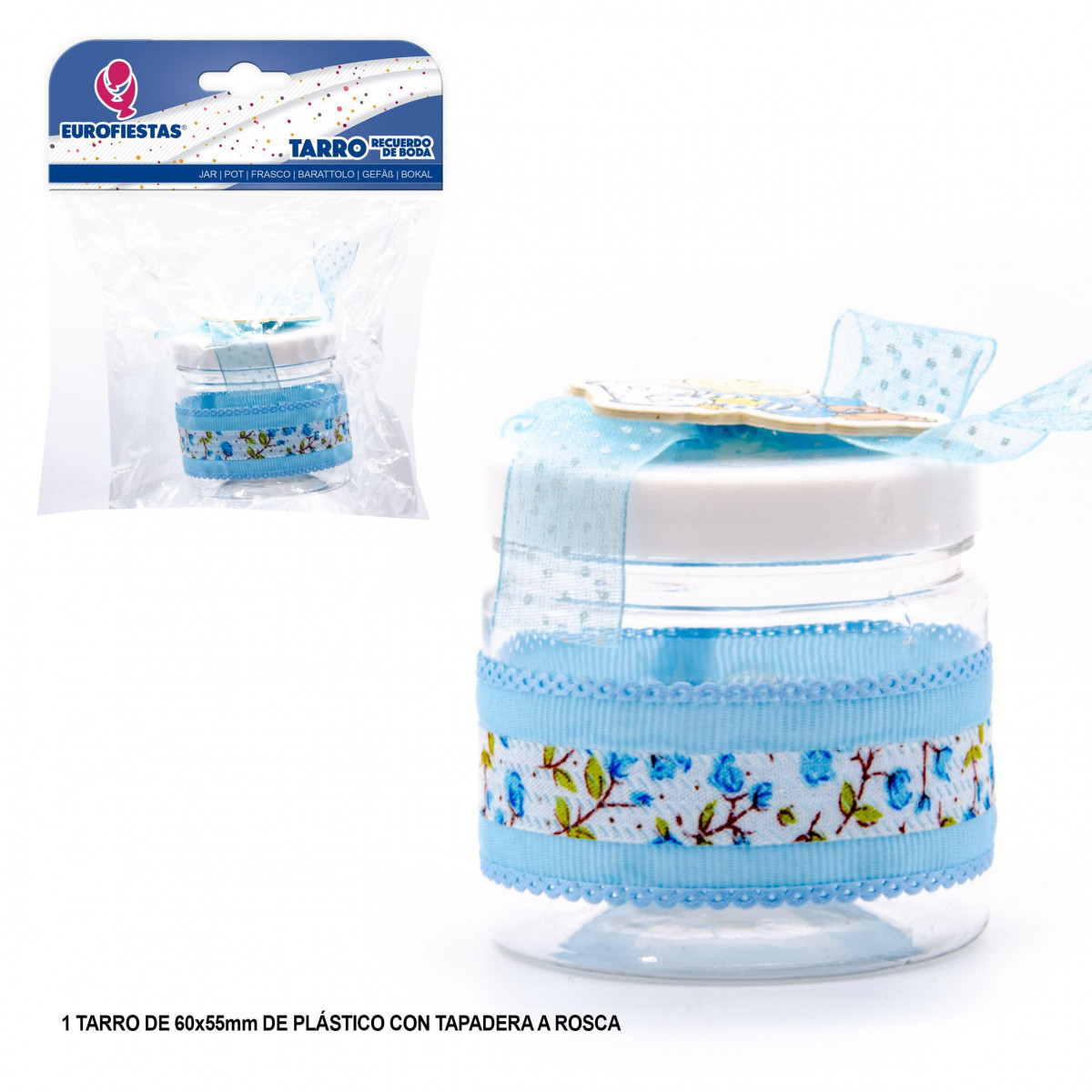 Tarro flores boy azul