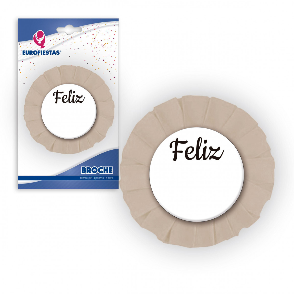 Broche feliz beige
