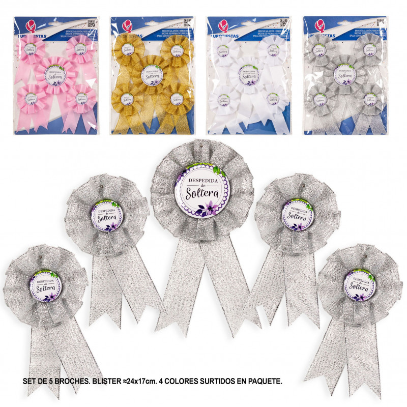Set de broches despedida soltera flores lila 4cs