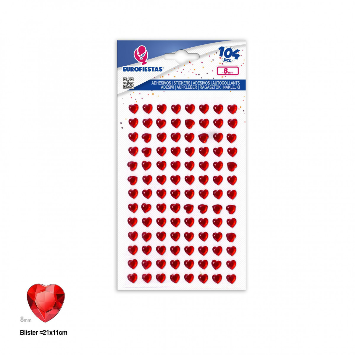 104 corazones adhesivos peq rojo