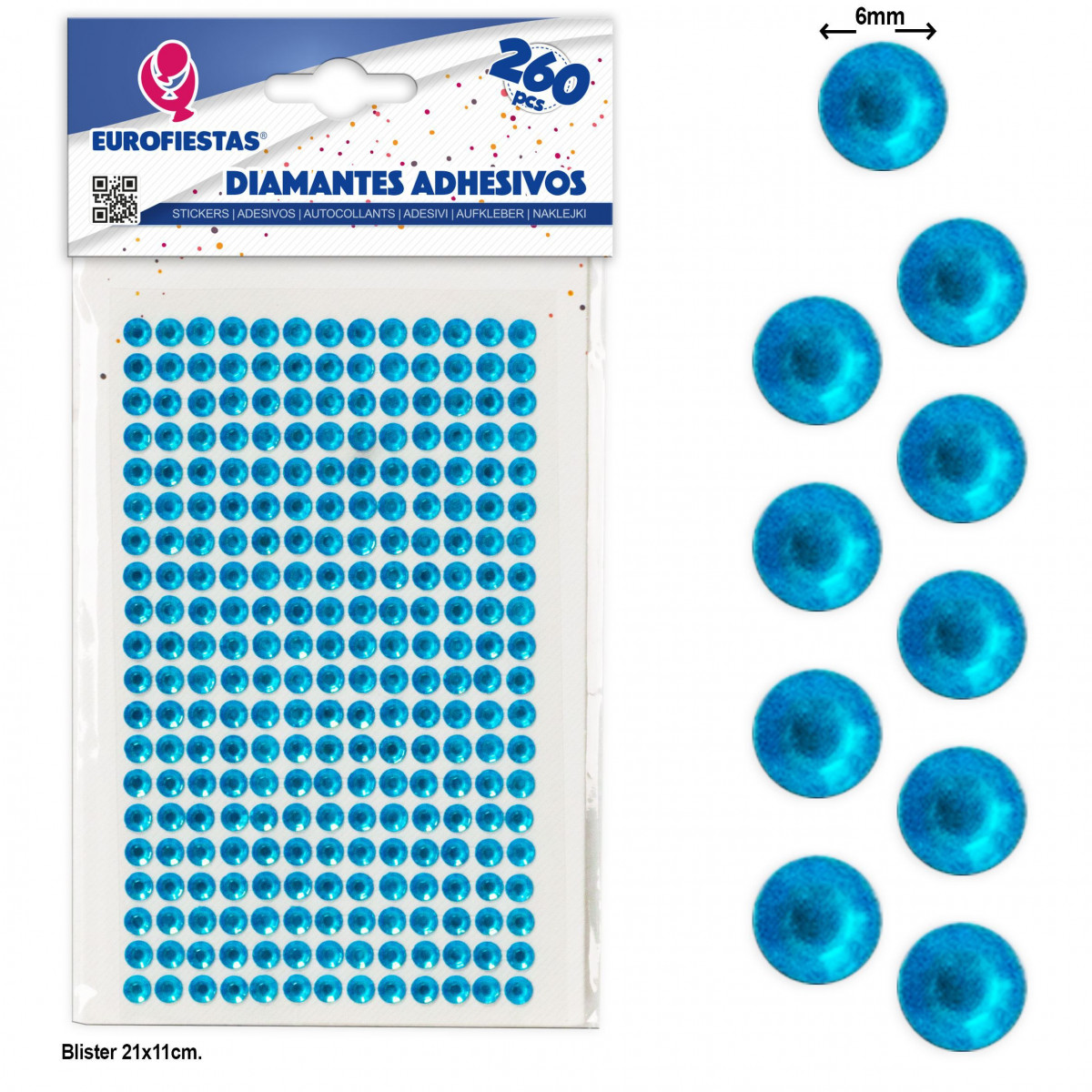 Diamantes adhesivos celeste , brillo sereno para tus decoraciones