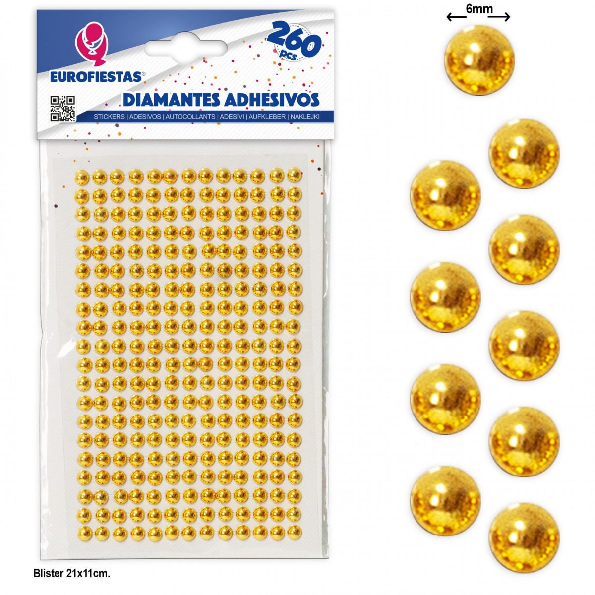 260 diamantes adhesivos med oro chapado