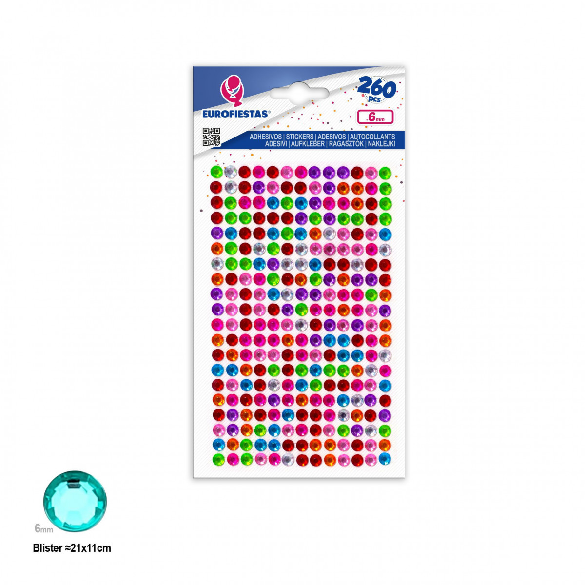 Diamantes adhesivos en colores surtidos, brillo multicolor para tus creaciones