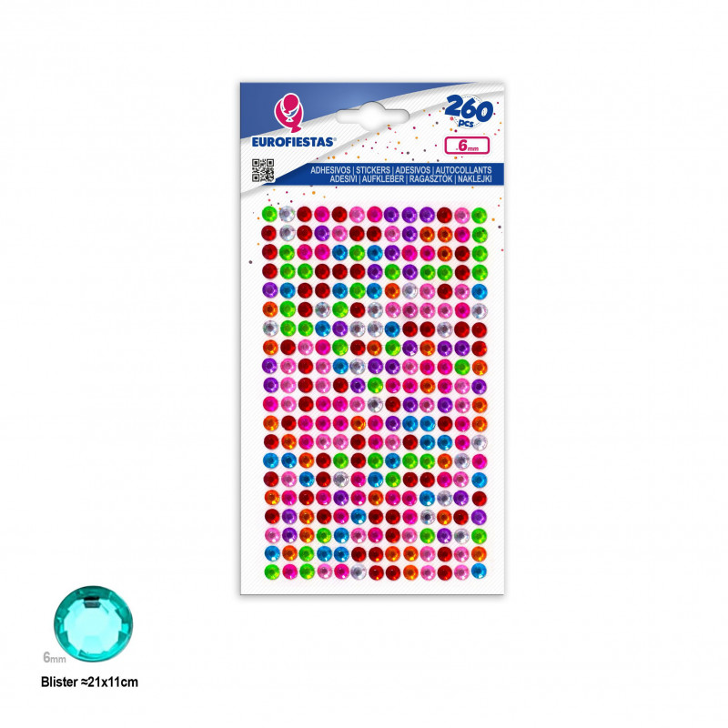 Diamantes adhesivos en colores surtidos, brillo multicolor para tus creaciones