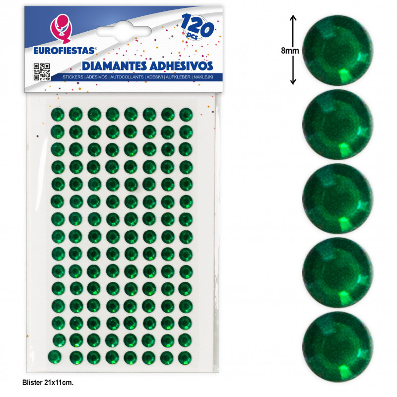 Diamantes adhesivos verde para dar vida a tus decoraciones