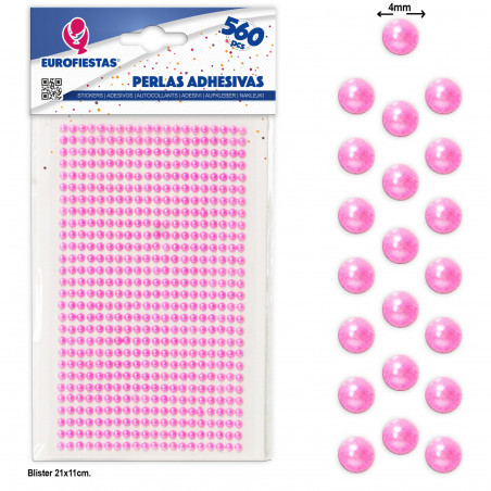 Perlas adhesivas fucsias para scrapbooking, pack de 560 unidades