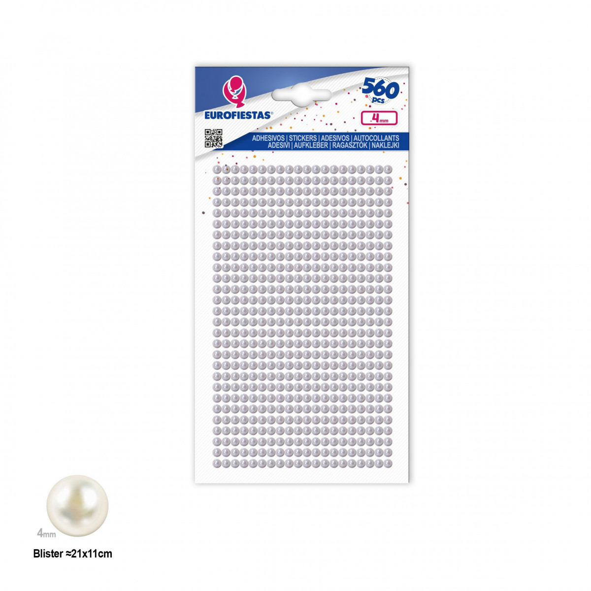 Perlas adhesivas blancas para manualidades, pack de 560 unidades