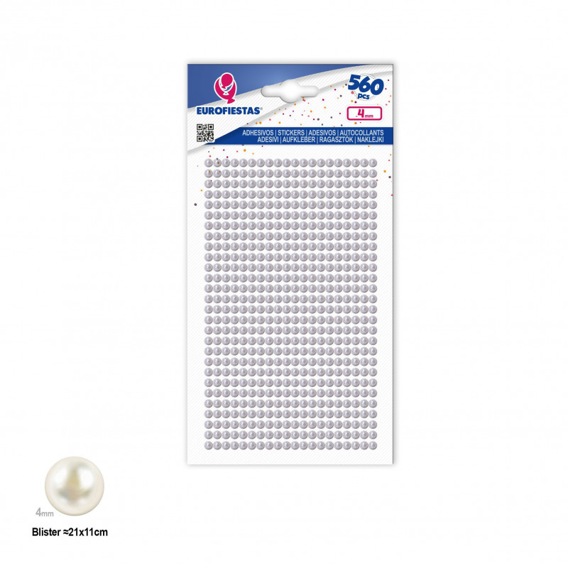 Perlas adhesivas blancas para manualidades, pack de 560 unidades