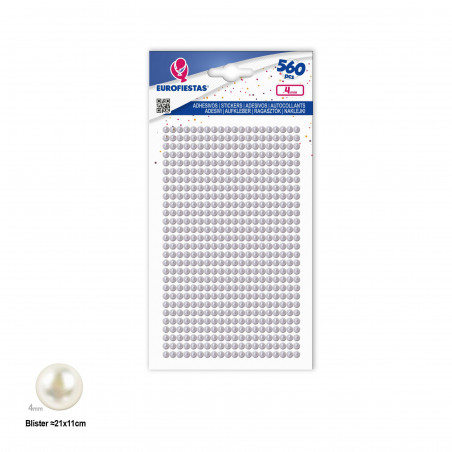 Perlas adhesivas blancas para manualidades, pack de 560 unidades