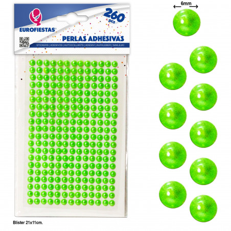 260 perlas adhesivas med verde