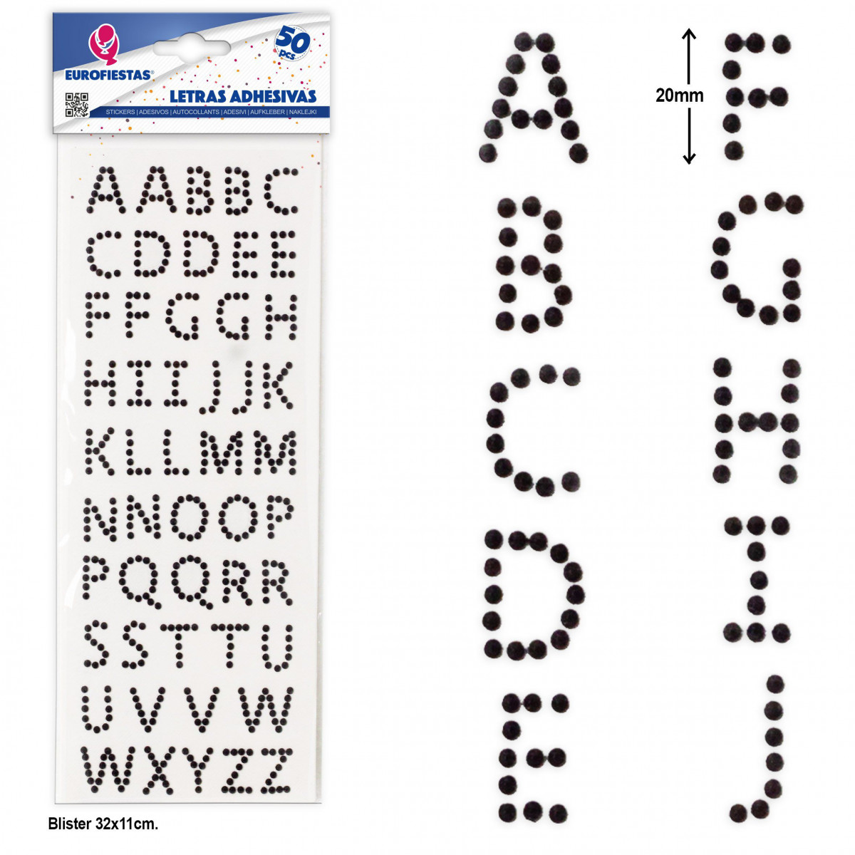 Letras adhesivas negras, set de 50 unidades para manualidades y decoración