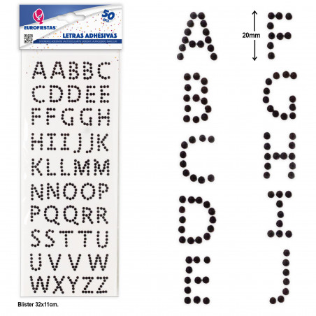 Letras adhesivas negras, set de 50 unidades para manualidades y decoración