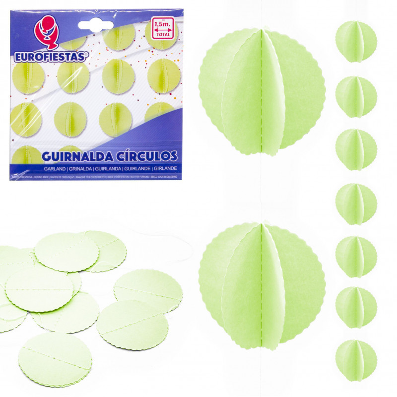 Guirnalda circulos papel verde