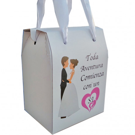 Pañuelo rojo cuello con espejo de bodas y caja de regalo
