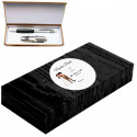 Bolígrafo con navaja en estuche de madera con adhesivo personalizable de bodas