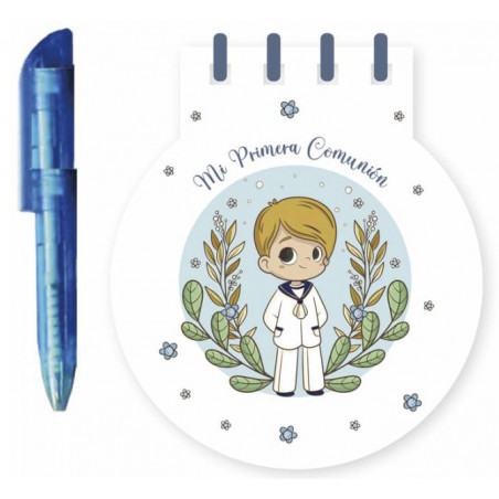 Libreta con boligrafo para comunión niño