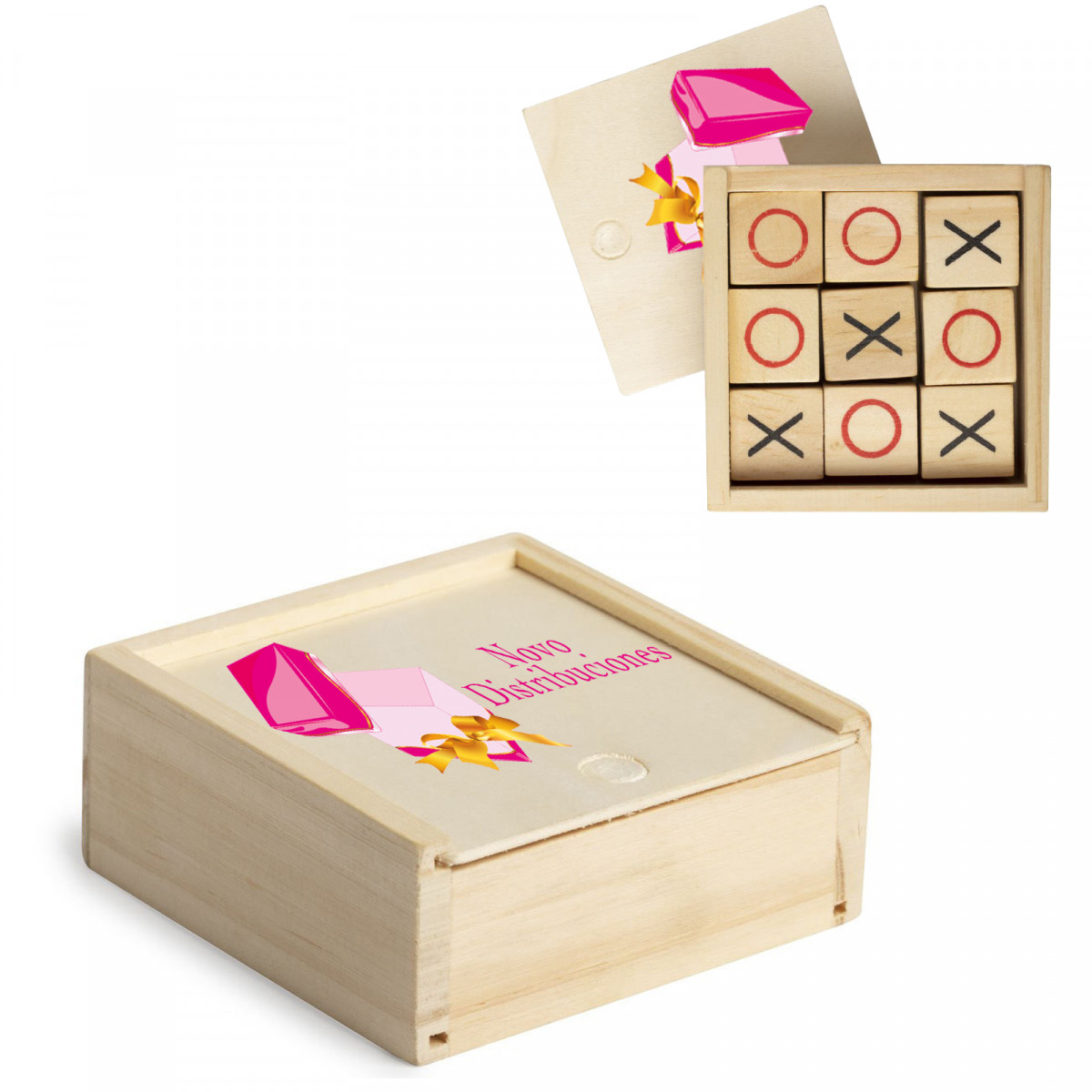 Juego tres en raya con logo o foto a todo color y texto personalizado