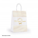 Portafoto dorado con bolsa de papel de regalo para comunión y adhesivo personalizado