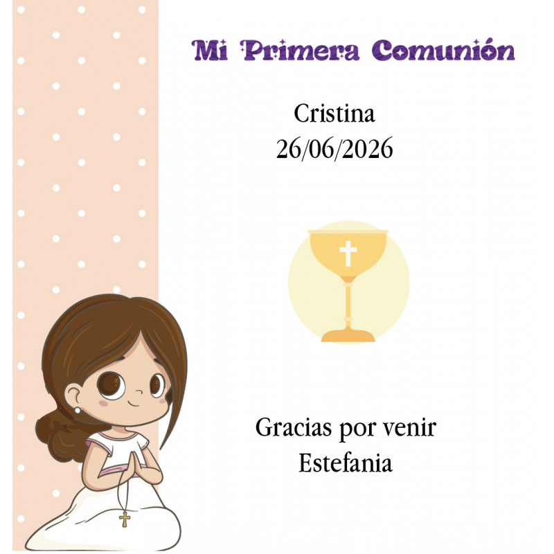 Tarjeta de agradecimiento primera comunión para personalizar con nombre de invitado