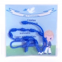 Rosario juvenil de cordón en color azul con tarjeta de comunión personalizada para dedicatoria